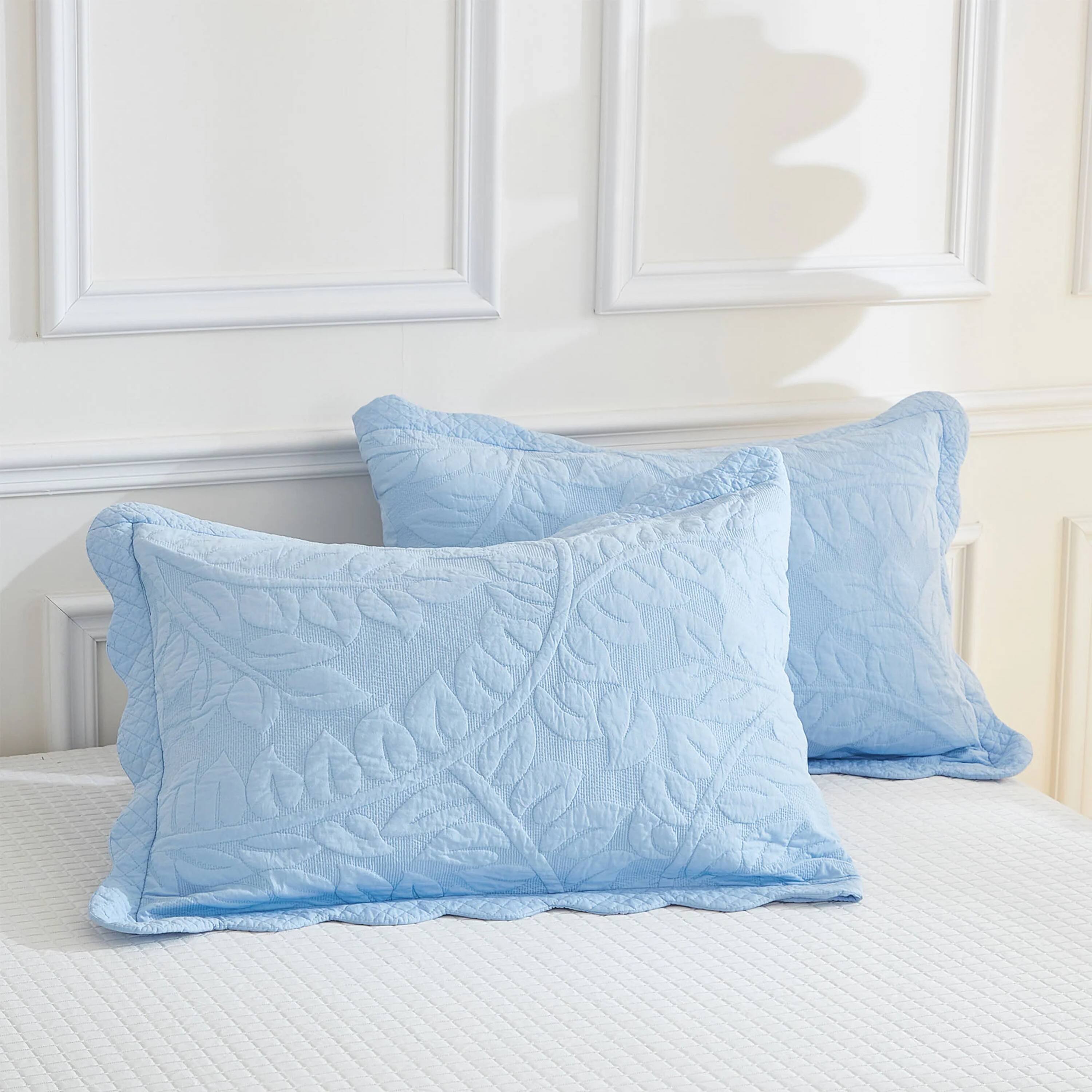 Alt View 1. MarCielo - Marcielo 2/3 Piece 100% Cotton Oversized Bedspread Lightweight Quilt Set - Light Blue.