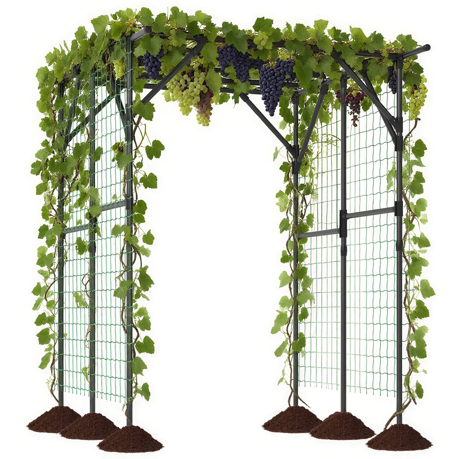 Front. Costway - Costway 79" x 59" x 78" Large Garden Arch Trellis for Tomato Cucumber Vegetable Rose - Black.