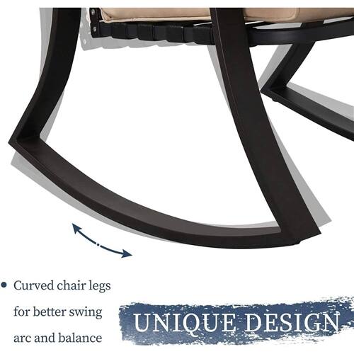 Curved chair legs for better swing  
UNIQUE DESIGN arc and balance
