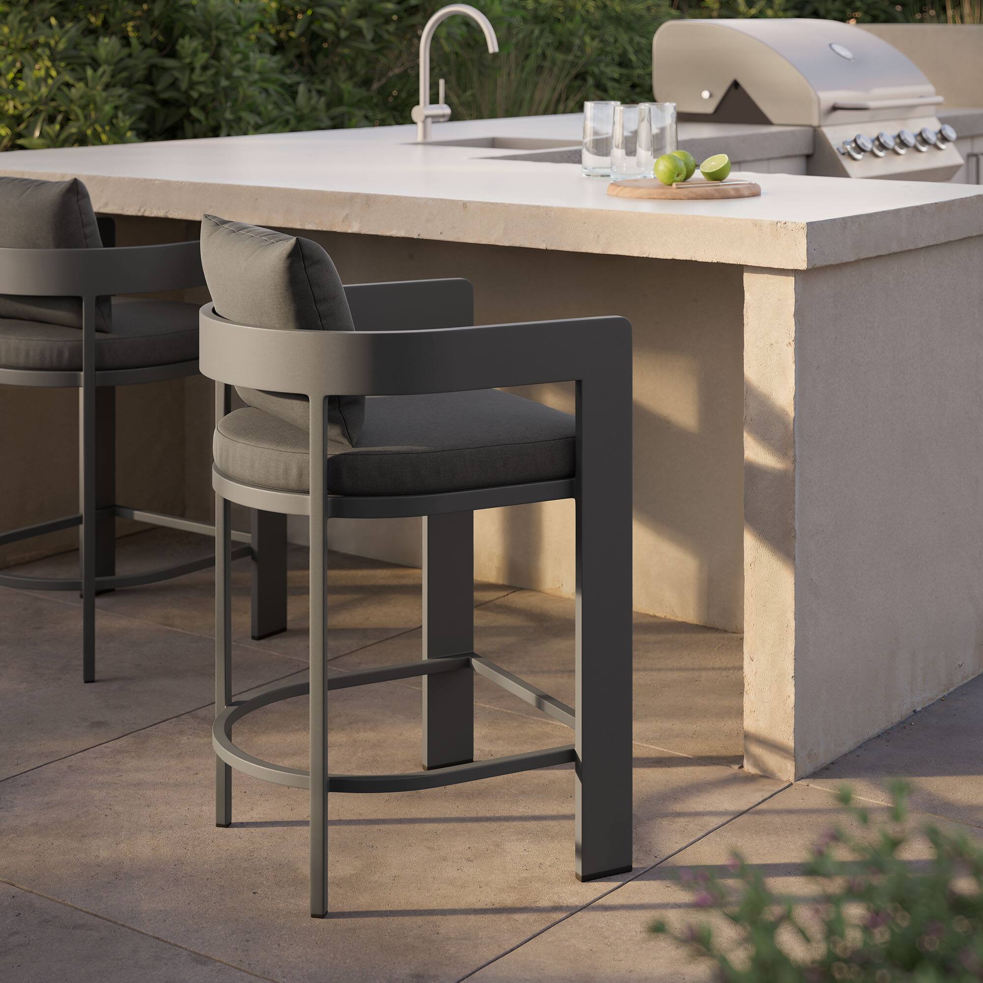 Alt View 1. Modway - Tahoe Outdoor Patio Aluminum Counter Stool by Modway - Charcoal.