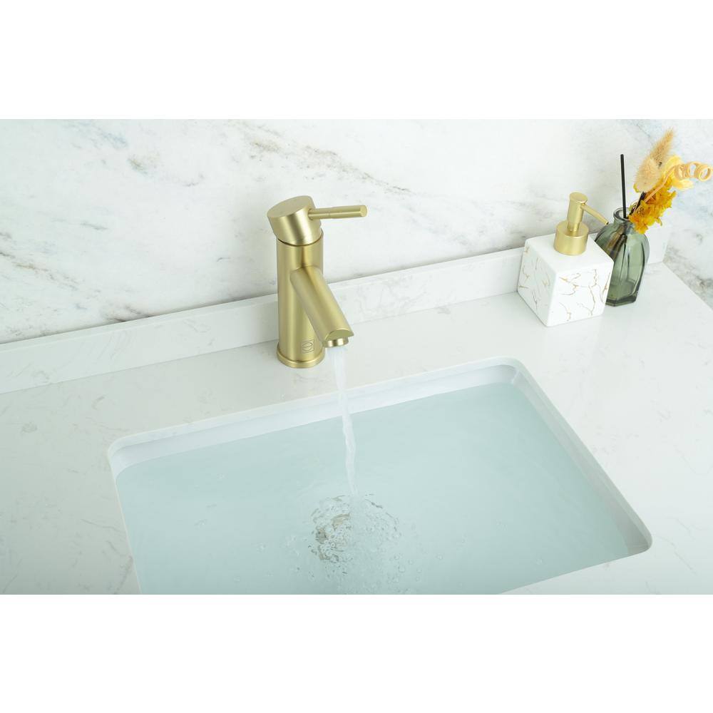 Alt View 6. Elegant Kitchen and Bath - Mia Single Hole Single Handle Bathroom Faucet in Brushed Gold - Brushed Gold.