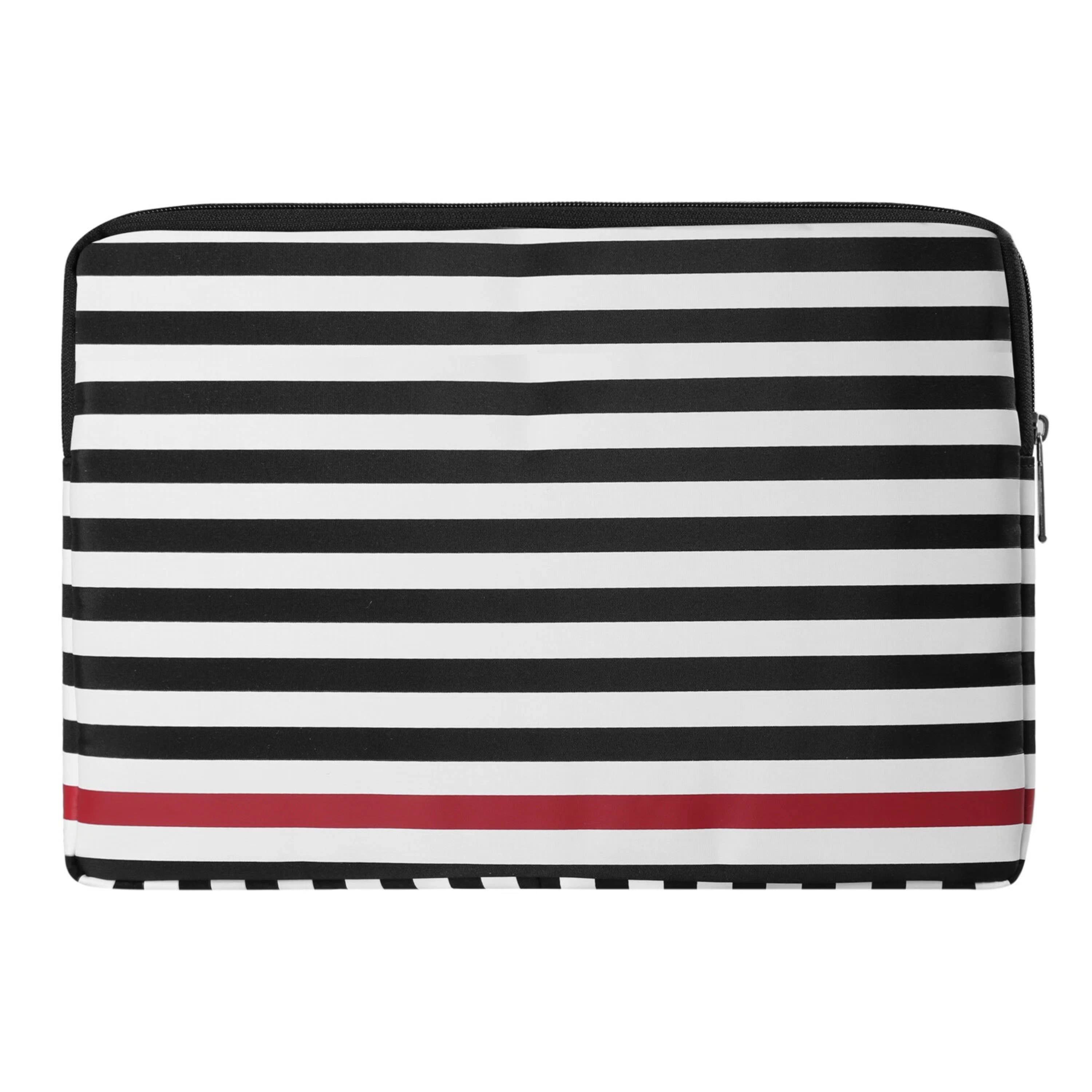 Angle. Kitcheniva - Leather Laptop Sleeve Case Bag For 12" Laptop Black White Stripe/Red - Black White Stripe/Red.