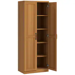Homcom - 2-Door Kitchen Pantry, Freestanding Cabinet with 2 Adjustable Shelves for Dining Room - Orange