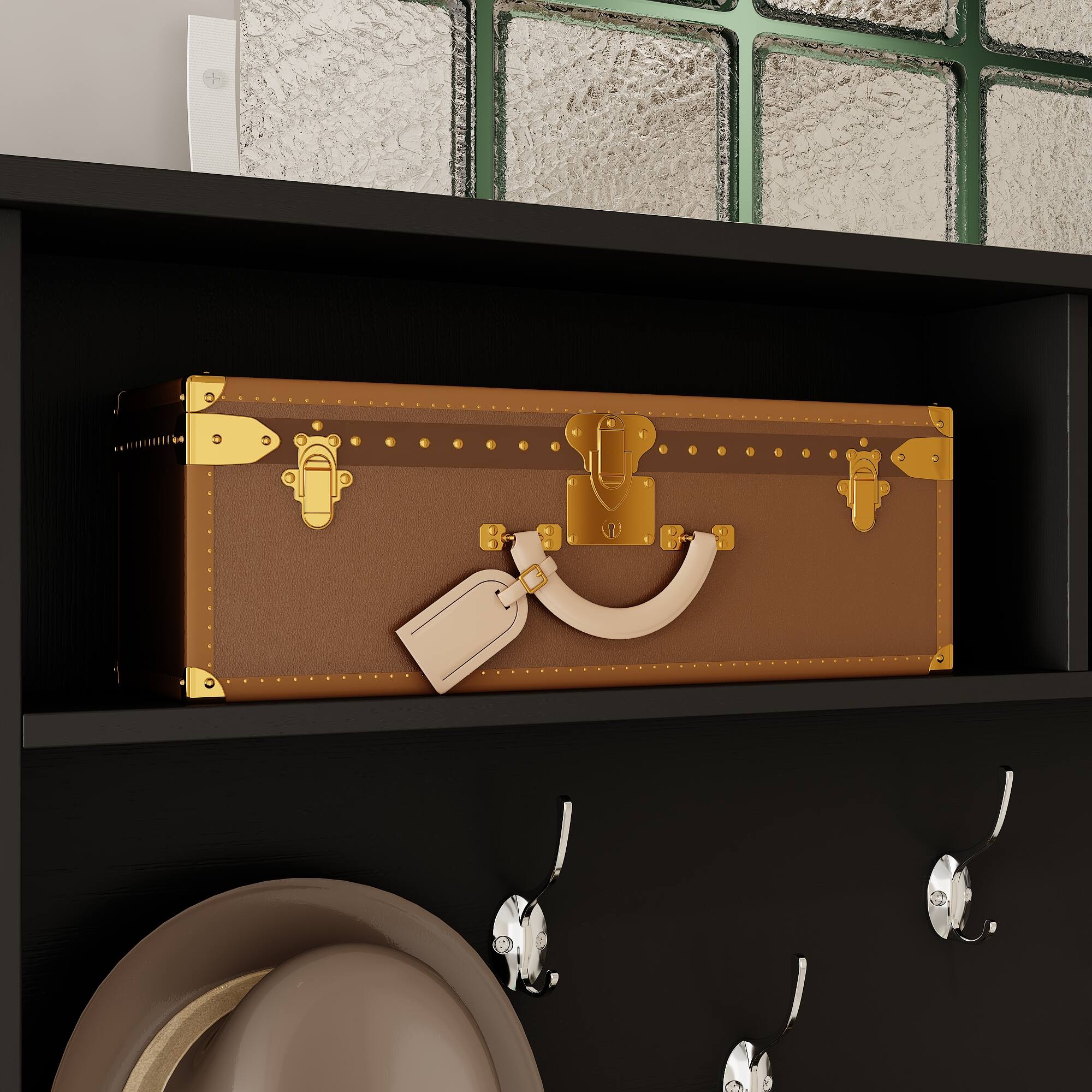 Alt View 2. FUFU&GAGA - Large Capacity Hall Tree with Coat Rack Shoe Storage Bench and Shelves for Spacious Entryway Organization - Black.