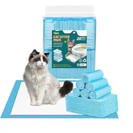 Ownpets - 20Pcs 6-Layer Super Absorbent Cat Litter Mat Leak-Proof - Blue White