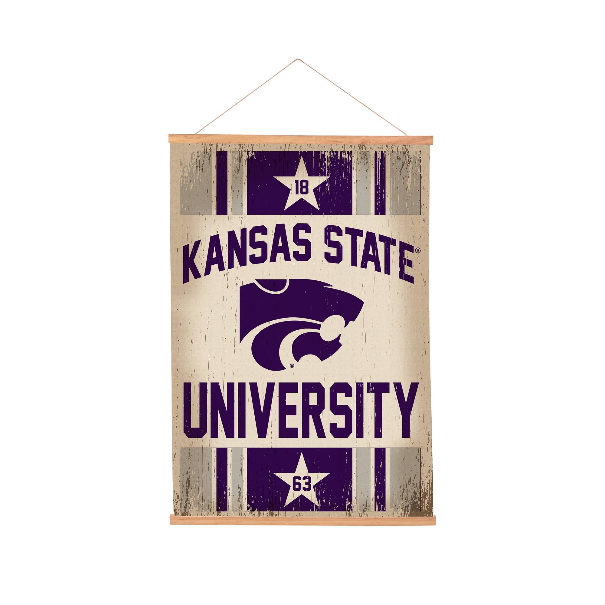 Kansas State Wildcats 24" x 36" Antique Style Canvas Wall Art Tapestry with Wood Frame