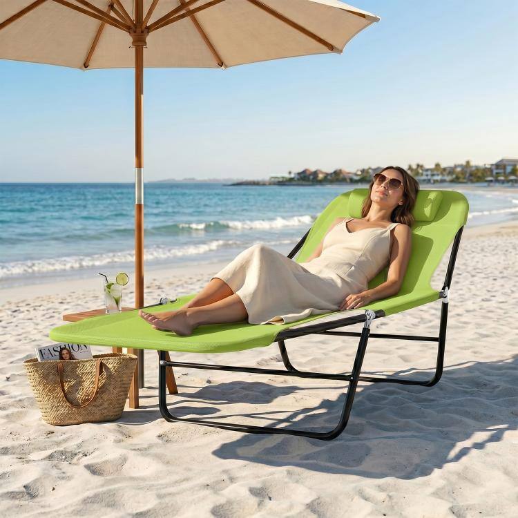 Alt View 9. PULUZ - Folding Chaise Lounge Chair, Pool Sun Tanning Chair, Outdoor Lounge Chair with Reclining Back - Green.