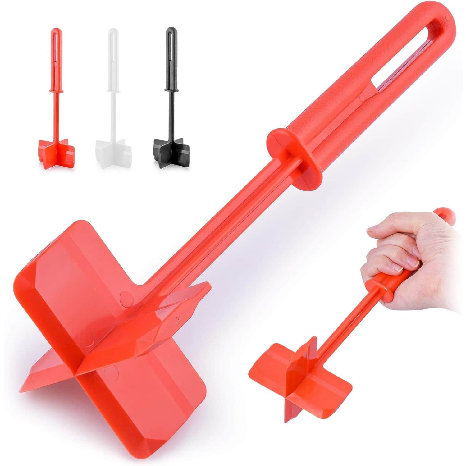 Front. Zulay Kitchen - Premium Meat Masher, Ground Beef Masher, & Hamburger Chopper Utensil - Red.