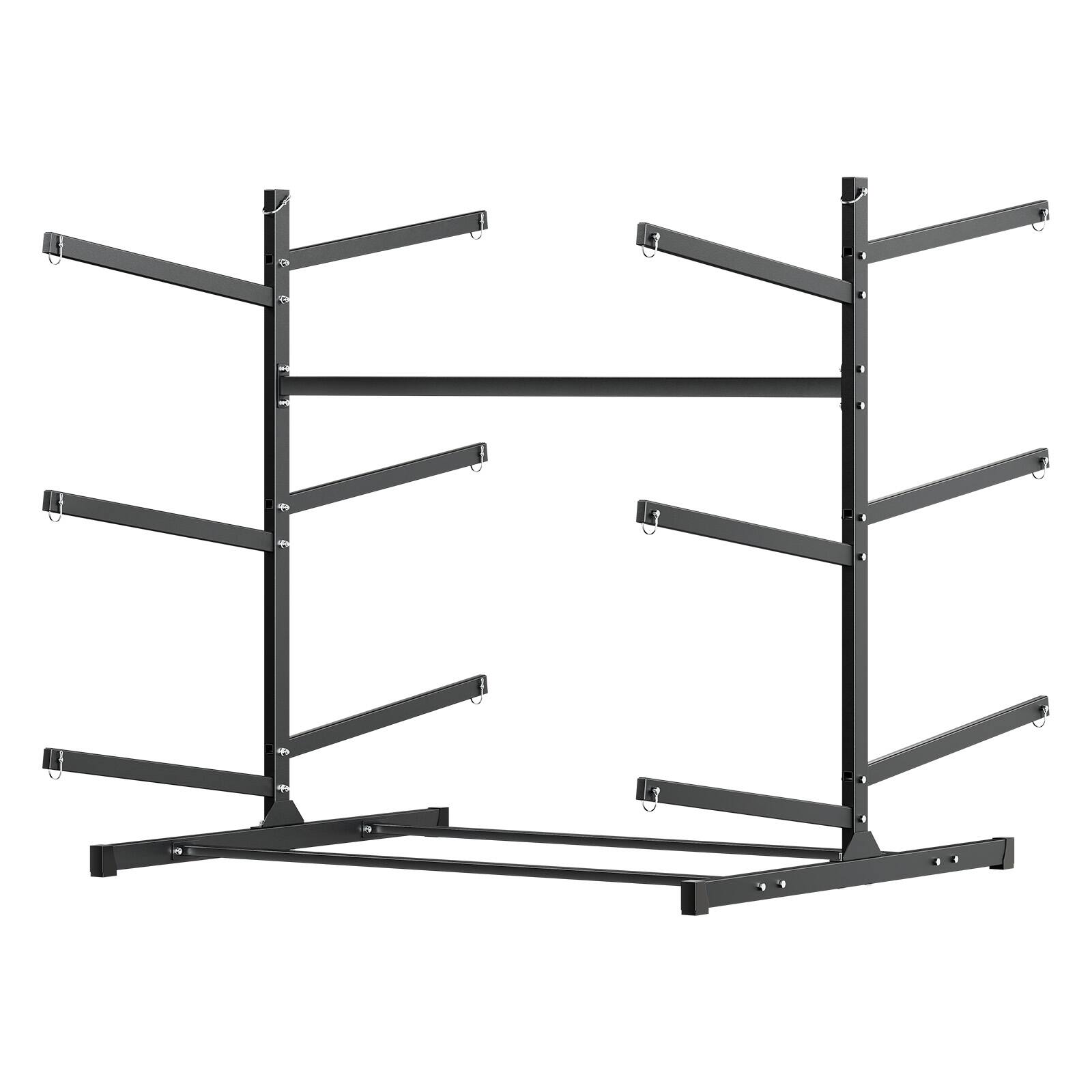 Alt View 5. VEVOR - Kayak Storage Rack for 6 Kayaks, Holds 400 lbs, Heavy Duty Freestanding Stand for Indoor Outdoor Garage Shed Dock - Black.