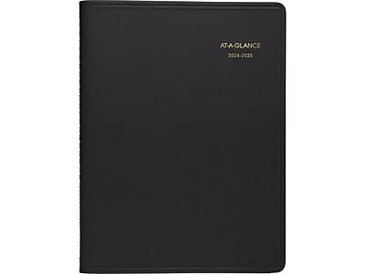 AT-A-GLANCE - 2024-2025 8.25" x 11" Academic Weekly Appointment Book, Faux Leather Cover - Black
