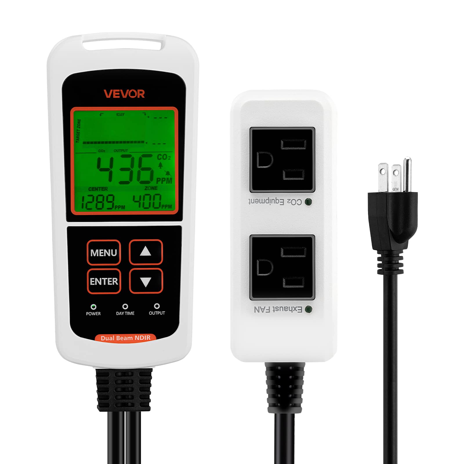 VEVOR - Carbon Dioxide Monitoring Controller, Dual Outlets CO2 Monitor & Controller, Sensor Day and Night Detection Feature - White price history on PriceWatchPro