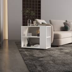 Front. Loheer - Loheer White Side Table End Table with Shelves Sofa Table 19.7in - White.