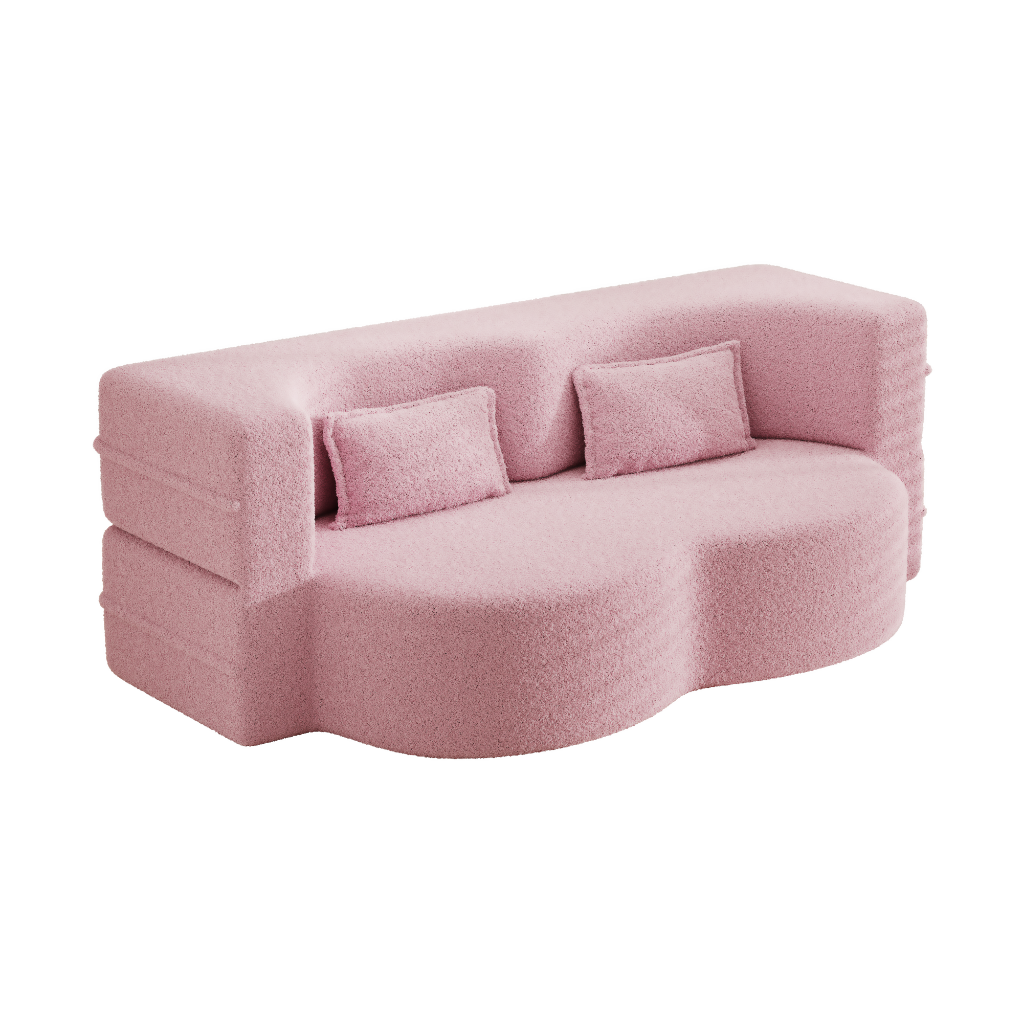 Alt View 9. GOODSILO - Convertible Floor Sofa Bed with 2 Pillows, Full Size Folding Mattress for Living Room and Guest Spaces - Pink.