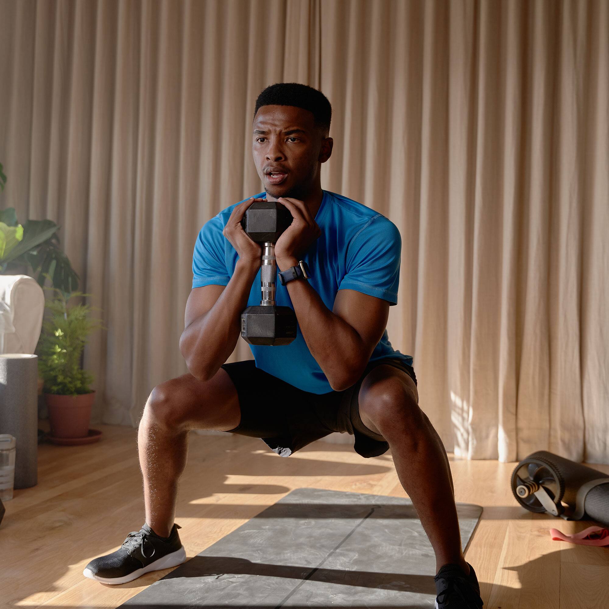 Alt View 8. HolaHatha - HolaHatha Iron Hexagonal Cast Home Exercise Dumbbell Free Weight, 40 Pounds - Black.