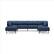 Front. Burrow - Contemporary Range 4-Seat Sofa with Double Attachable Ottoman - Navy Blue.