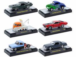 "Auto-Thentics" 6 piece Set Release 96 IN DISPLAY CASES Limited Edition 1/64 Diecast Model Cars by M2 Machines - Multicolor