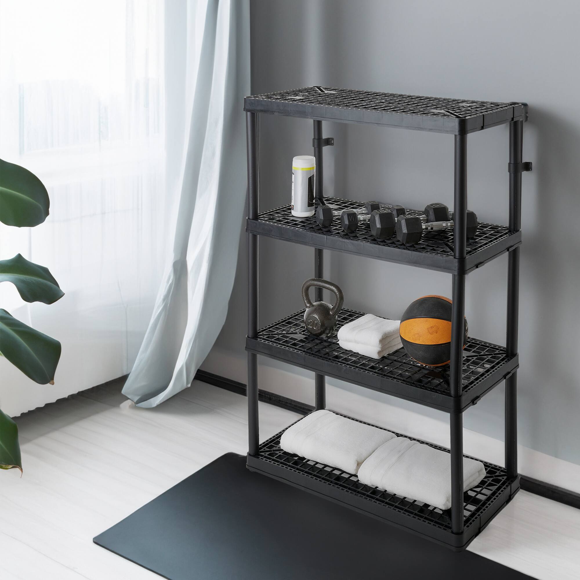Alt View 3. Gracious Living - Gracious Living 4 Shelf Fixed Height Ventilated Heavy Duty Storage Unit, Black - Black.