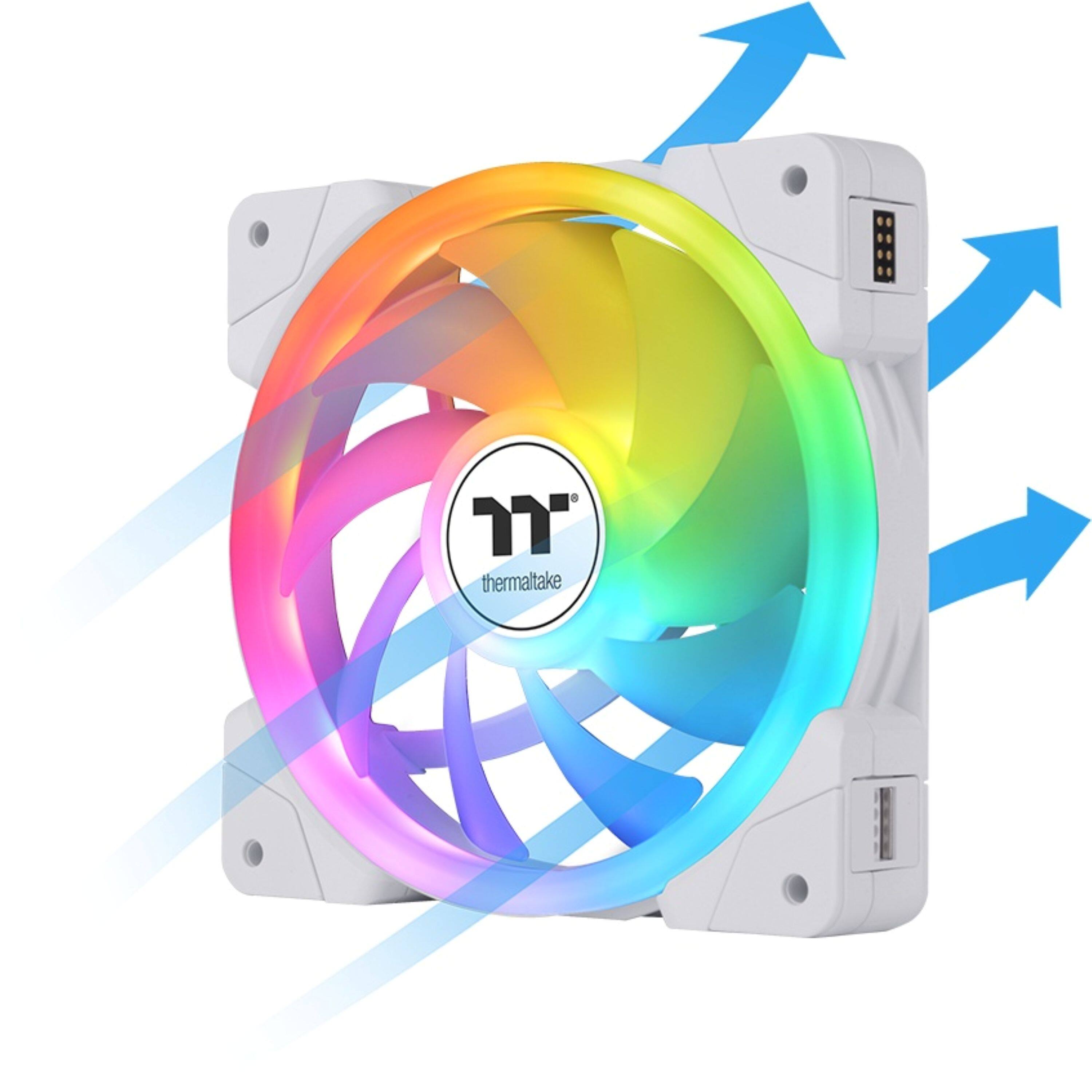 Alt View 5. Thermaltake - SWAFAN EX12 ARGB Sync 120mm Computer Case Cooling Fan TT Premium Edition (3-Pack) - Snow.