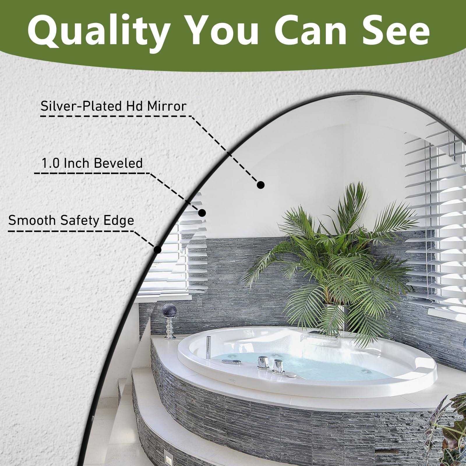 Quality You Can See

- Silver-Plated HD Mirror
- 1.0 Inch Beveled
- Smooth Safety Edge