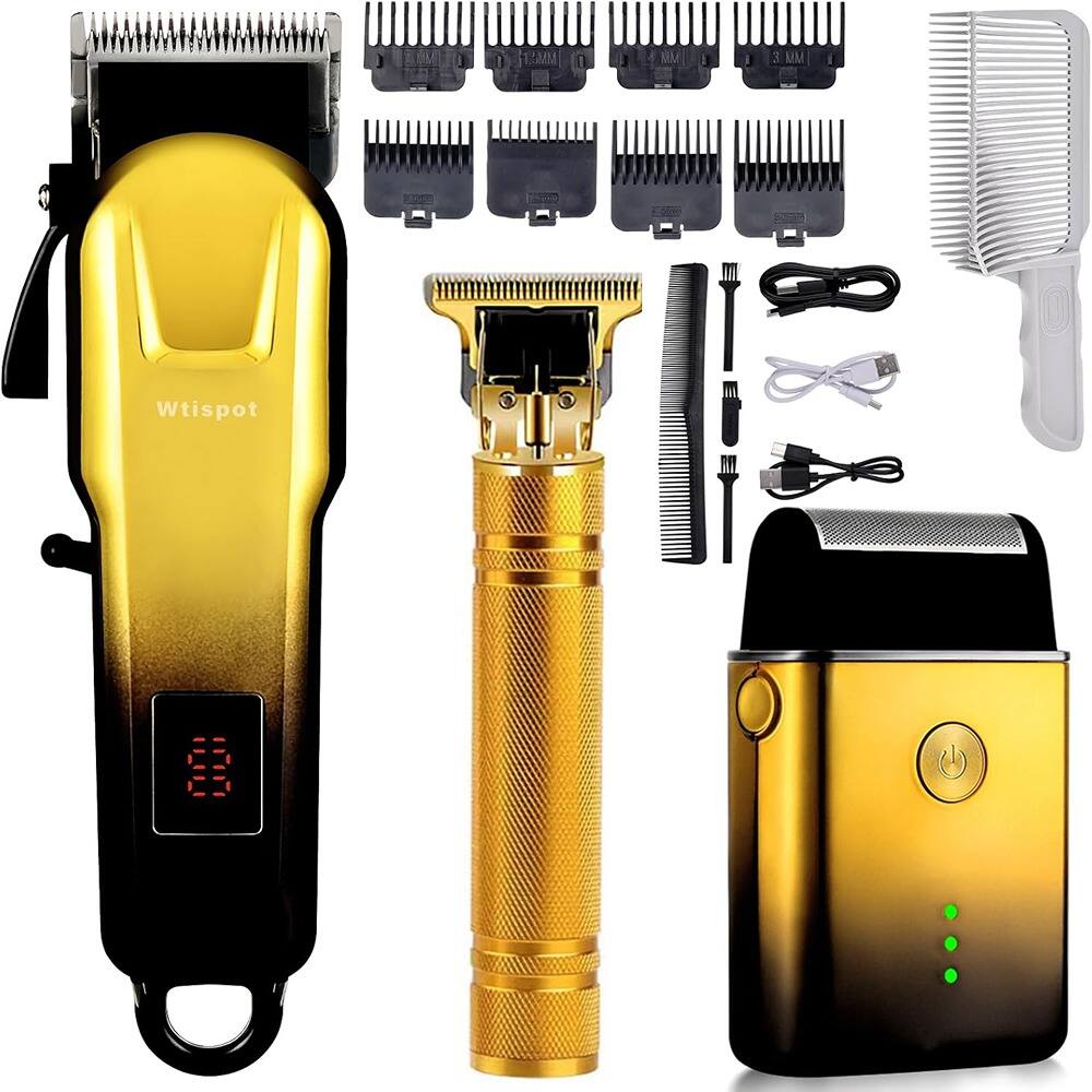 RTMB - Professional Cordless Hair Clipper Shaver Beard Trimmer, LED-Displayed - Black/Yellow
