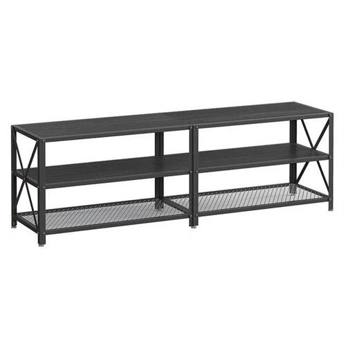 Back. SlickBlue - Industrial Metal and Wood TV Stand for TVs up to 70 Inches - Black.