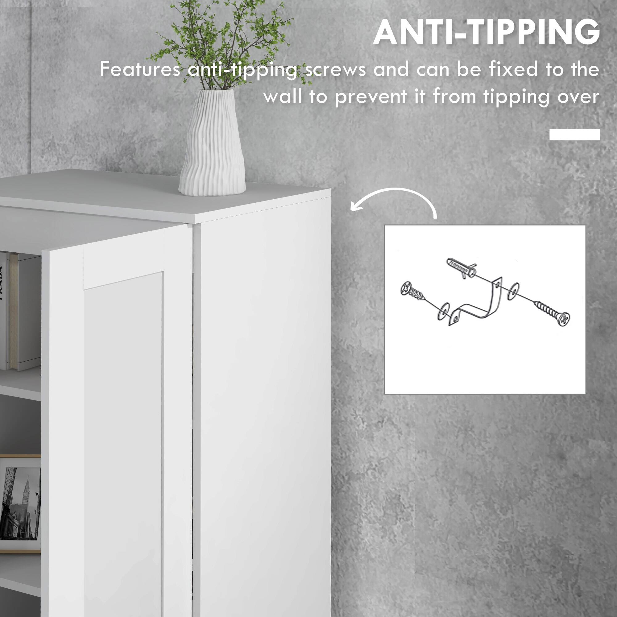 ANTI-TIPPING
Features anti-tipping screws and can be fixed to the wall to prevent it from tipping over