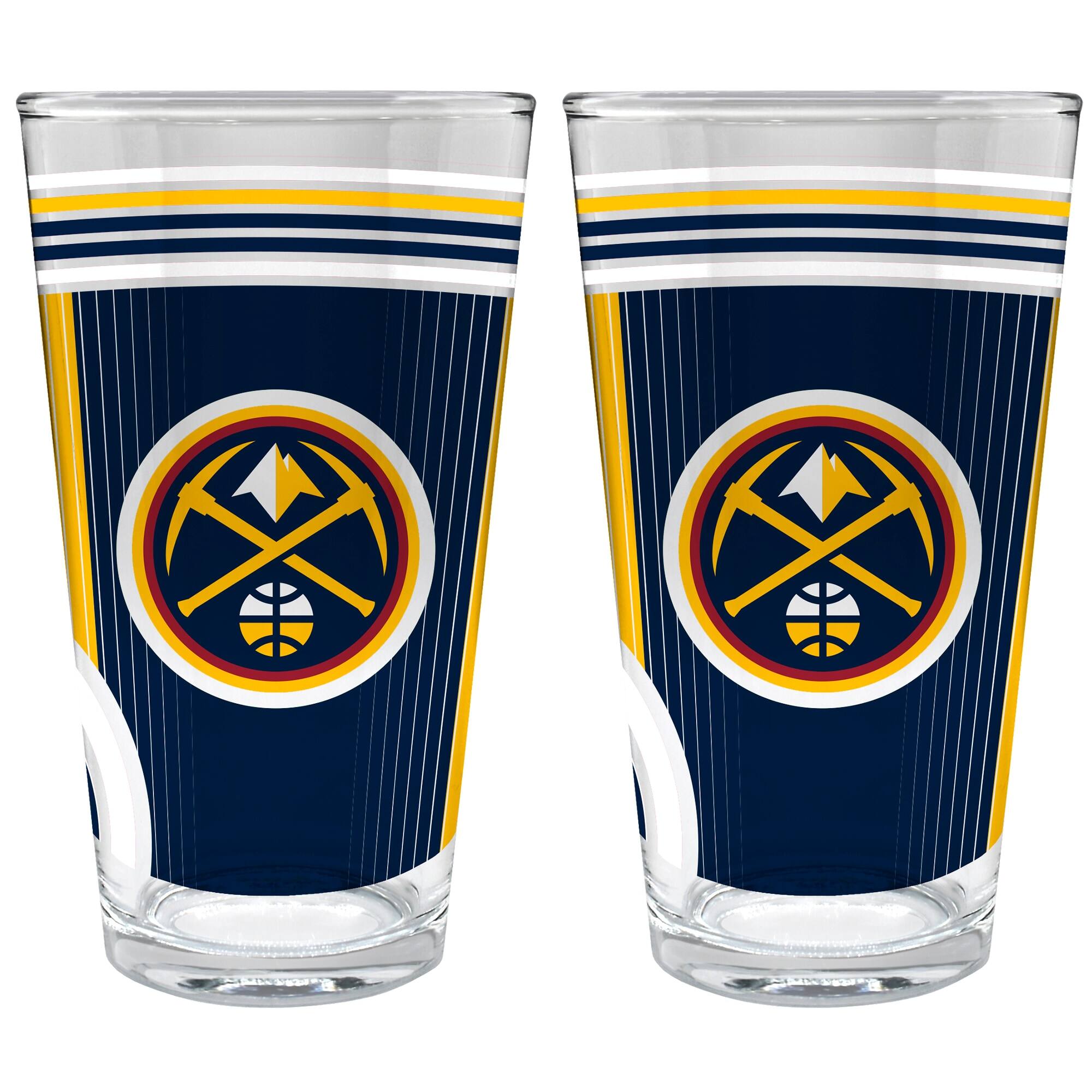 Front. Great American Products - Denver Nuggets Two-Piece 16oz. Pint Glass Set - Multicolor.