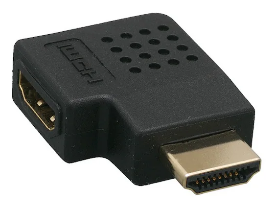 Front. Cable Leader - HDMI Male to Female Port Saver, 270-Degree Vertical Flat, Type A 19-Pin - Black.