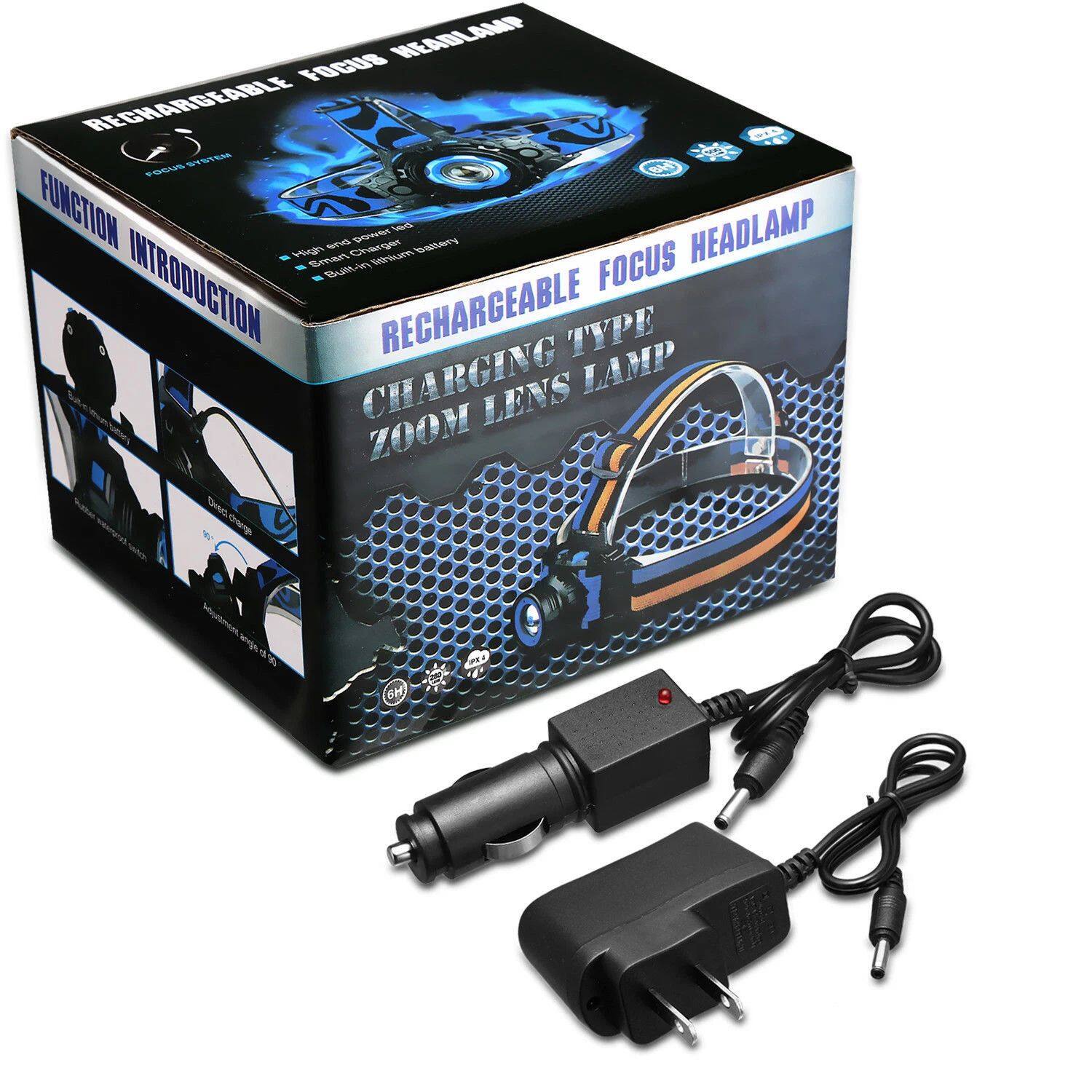 Left. Home Collection - Zoomable LED Headlamp Flashlight with Rechargeable Battery and USB Charger – Adjustable Headlight.