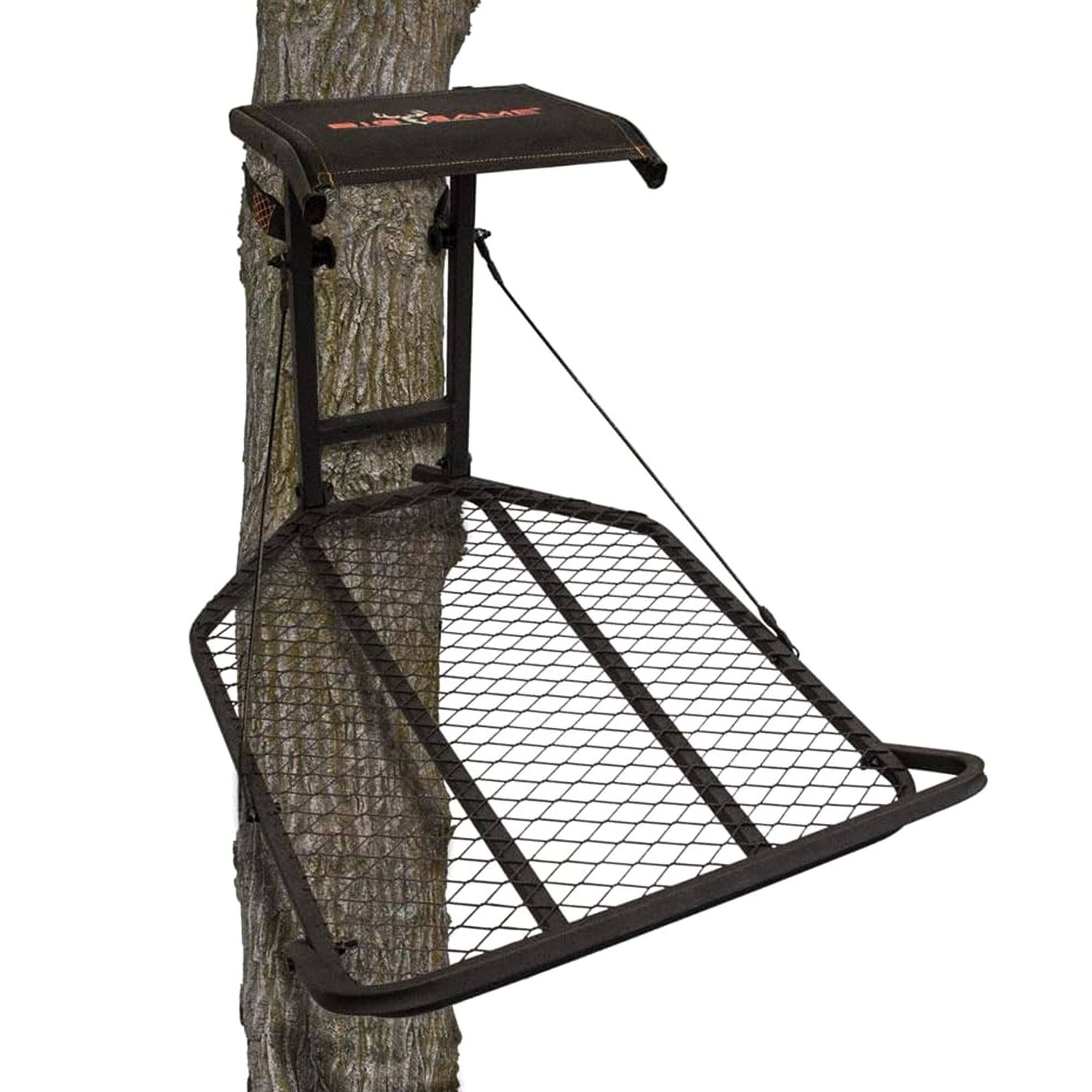 Alt View 4. Big Game Treestands - Big Game Captain XC Steel Hang-On Treestand w/14 x 8 in. Flip-Back Seat, Black - Black.