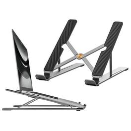 HongFei - Adjustable Laptop Stand for Desk, Foldable Ergonomic Computer Riser with Ventilated Cooling Design, Portable Holder - silver-gray
