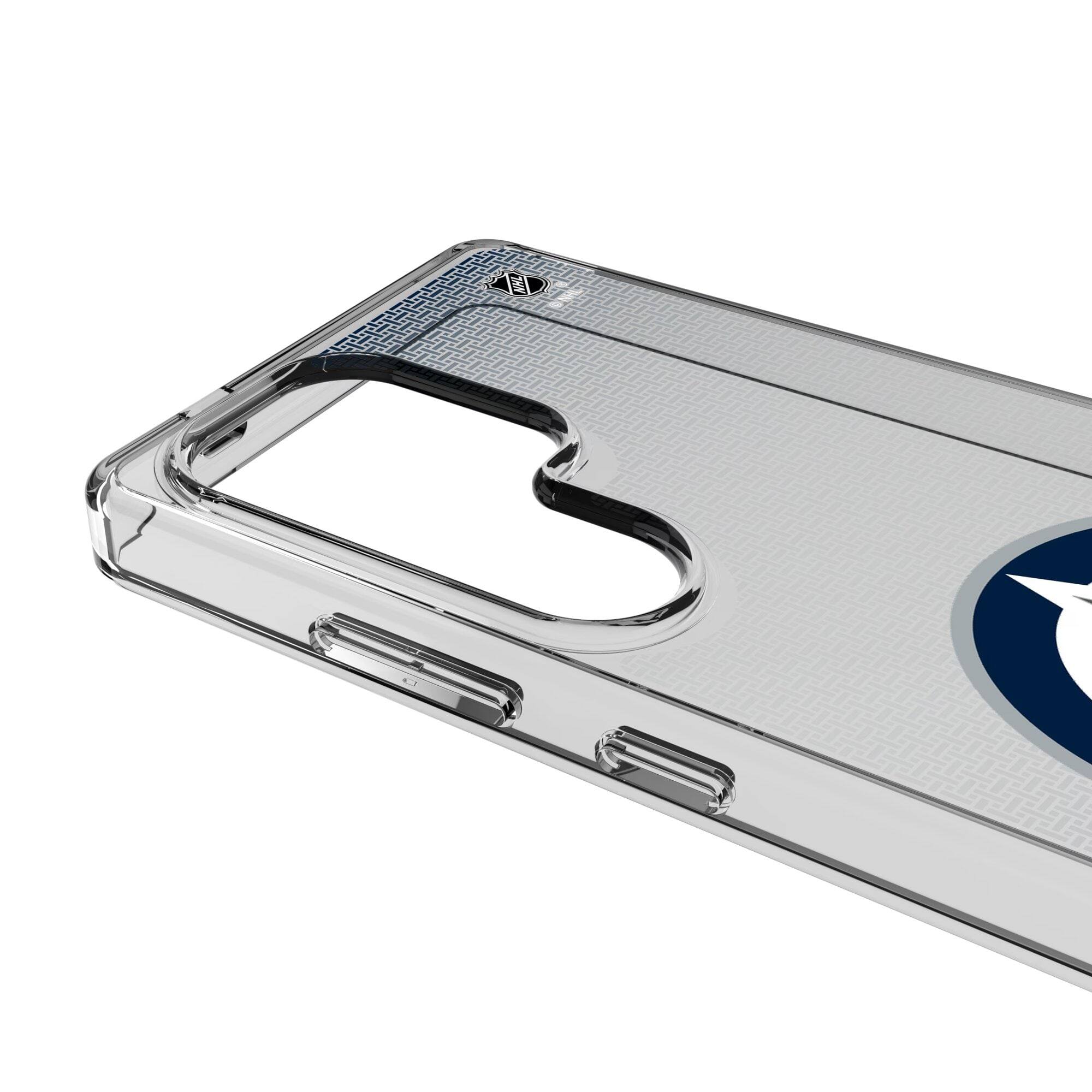 Alt View 2. Keyscaper - Winnipeg Jets Linen Logo Galaxy Clear Case - S25 - Multicolor.