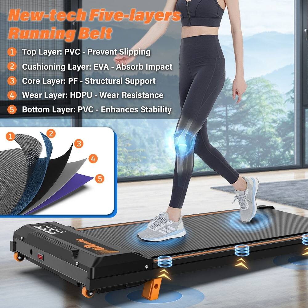 New-tech Five-layers Running Belt

1. Top Layer: PVC - Prevent Slipping
2. Cushioning Layer: EVA - Absorb Impact
3. Core Layer: PF - Structural Support
4. Wear Layer: HDPU - Wear Resistance
5. Bottom Layer: PVC - Enhances Stability