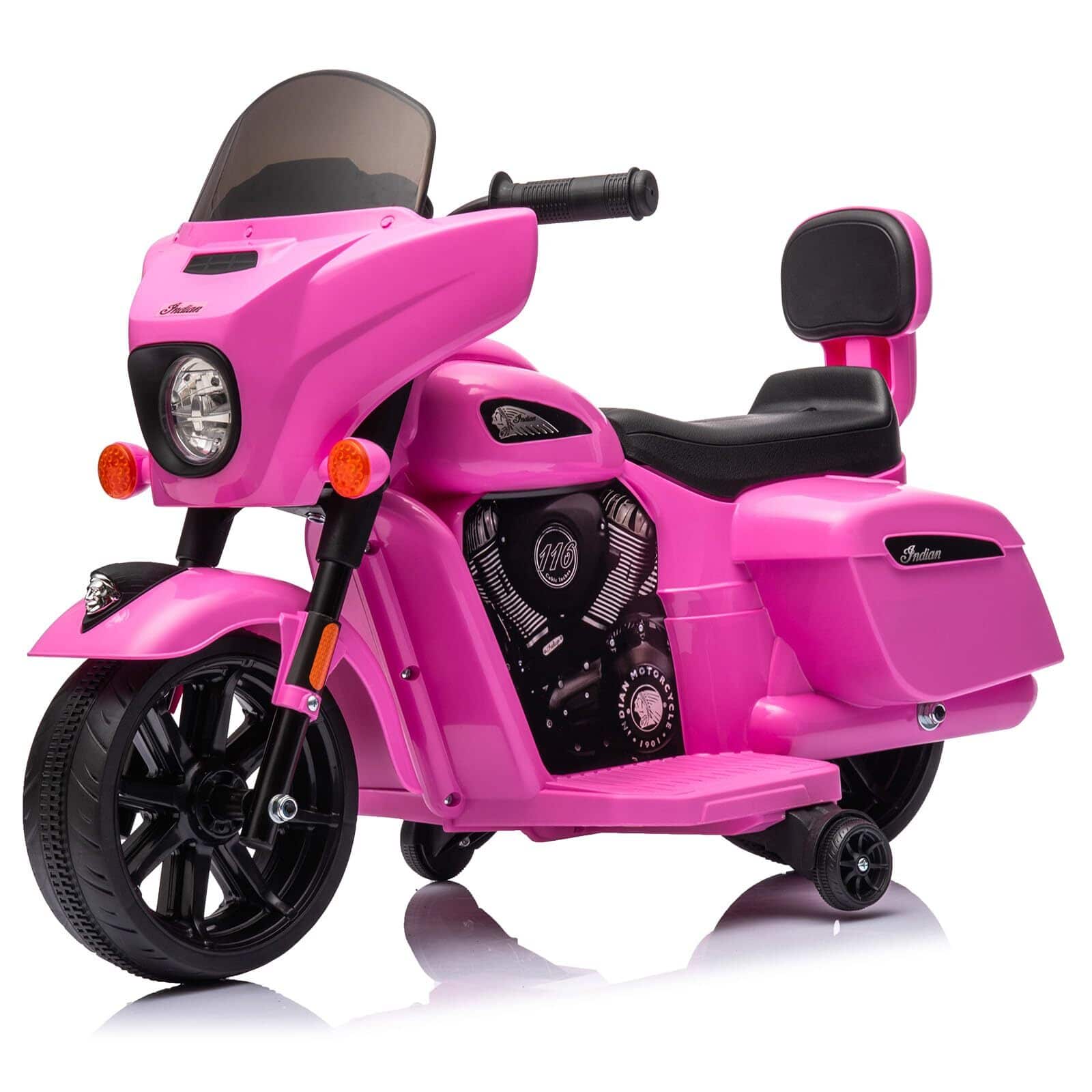 GARVEE - 6V Licensed Electric Dirt Bike for Kids, Ride On Bike w/Training Wheels, LED Lights, Music & Suspension, Ages 18M-5Y - Pink