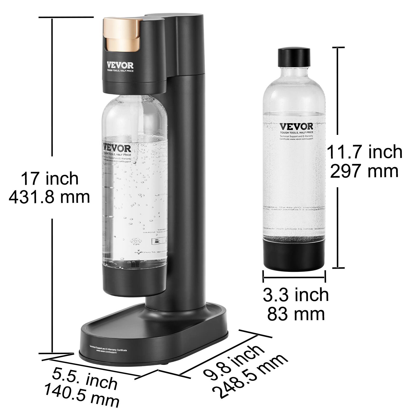 VEVOR  
TOUGH TOOLS, HALF PRICE  

17 inch  
431.8 mm  

11.7 inch  
297 mm  

5.5 inch  
140.5 mm  

9.8 inch  
248.5 mm  

3.3 inch  
83 mm
