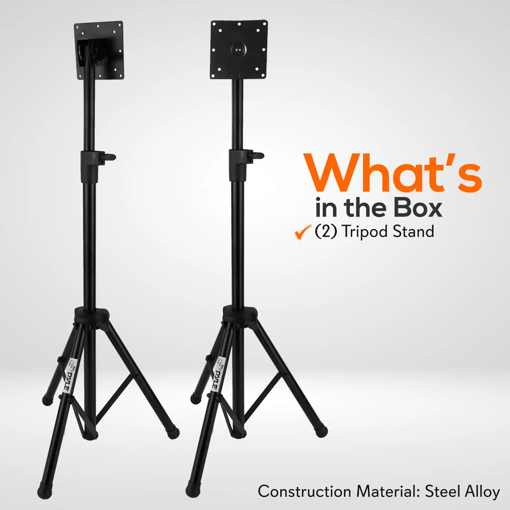What's in the Box (2) Tripod Stand  
PYLE DVLE  
Construction Material: Steel Alloy