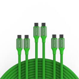 Nautica - Turan CB530 USB C to USB C Cable 60W PD Fast Charging 3 Pack, 4ft Cable for iPhone 17/16/15, Samsung, MacBook - Green
