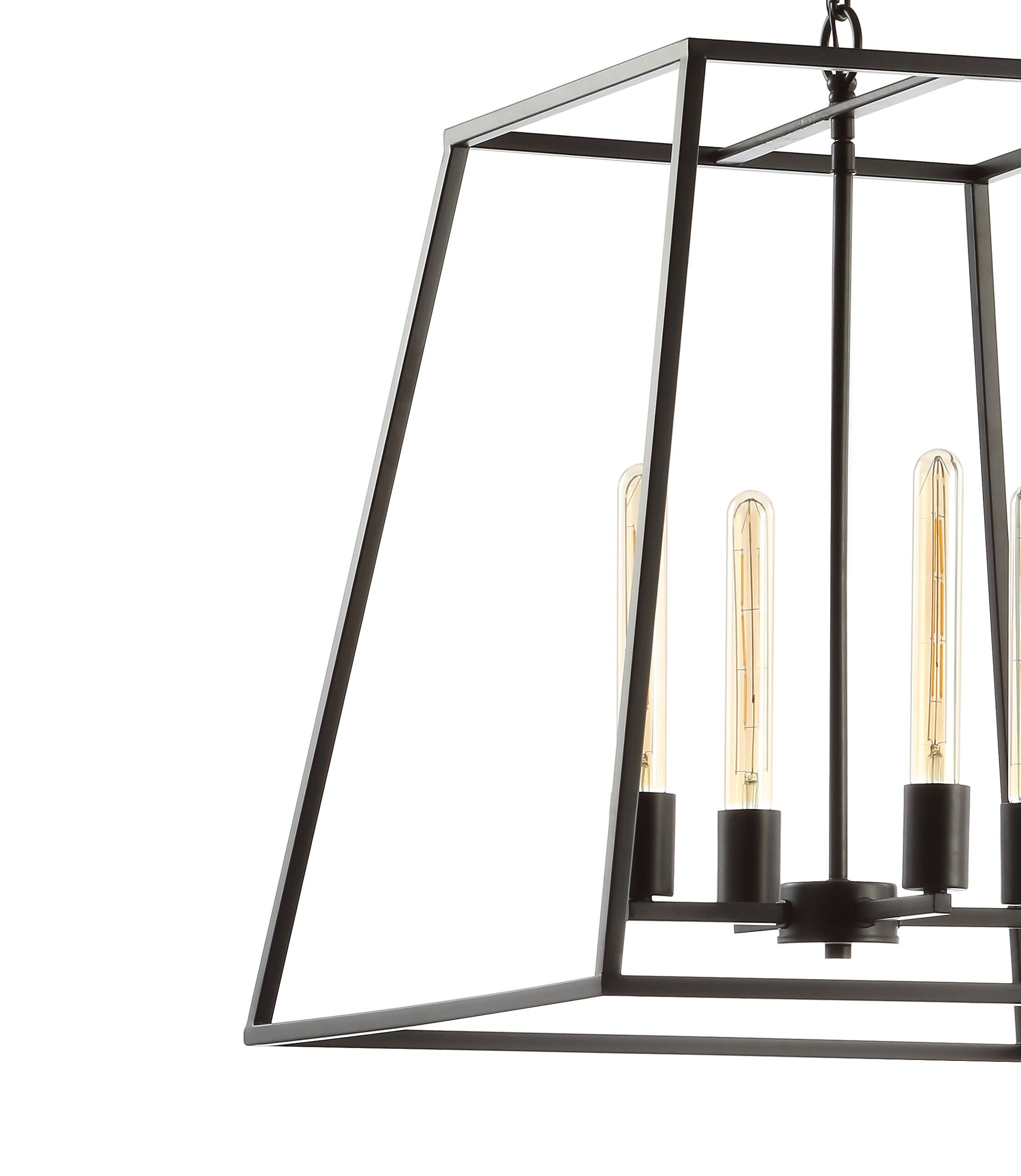Alt View 5. Jonathan Y - Hutson 4-Light 21" Iron Modern Angled LED Chandelier, Black - Oil Rubbed Bronze.