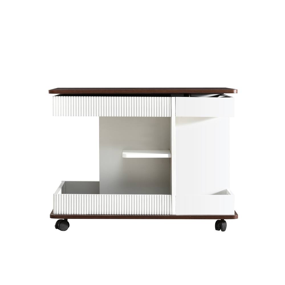 Alt View 10. Loheer - Loheer Adjustable End Table with Wheels Lift-Top Sofa Side Table 360 Rotating Top Small Space Storage Modern White - White.