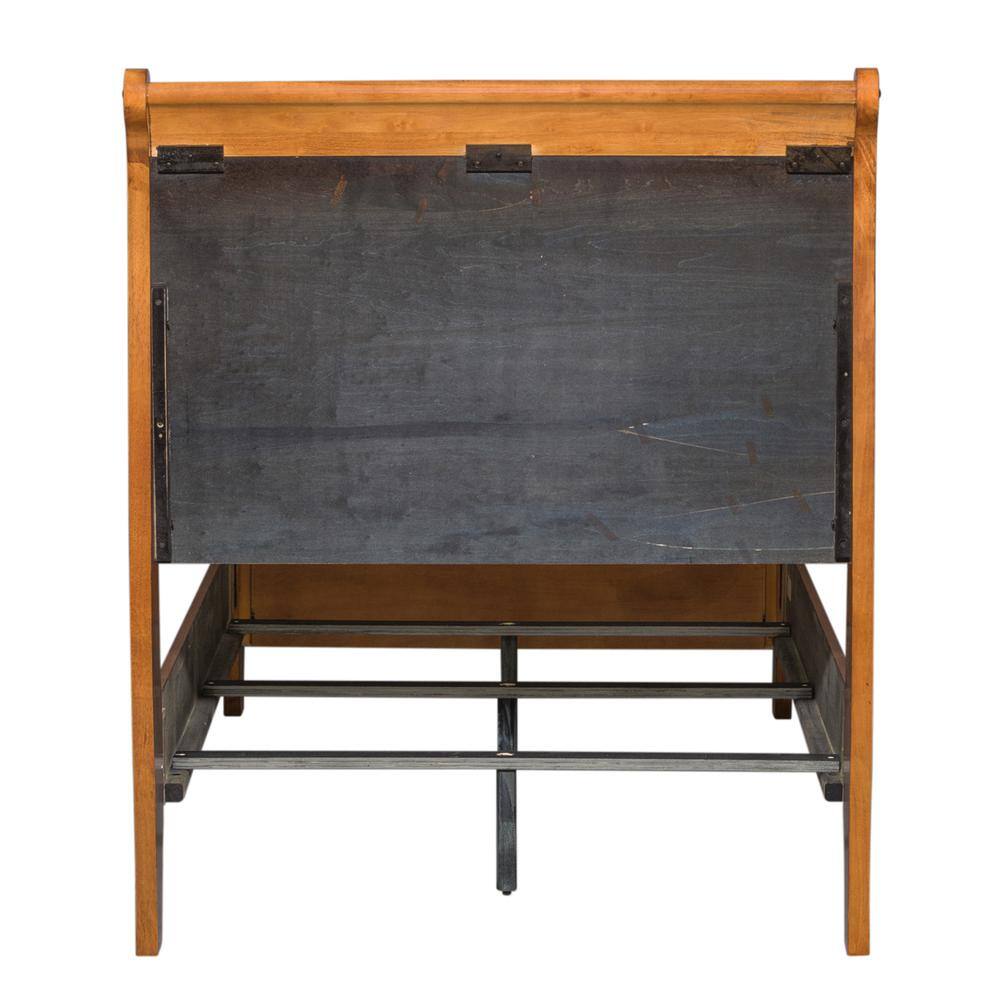 Angle. Liberty Furniture Industries - Grandpas Cabin Twin Sleigh Bed in Aged Oak - Brown.