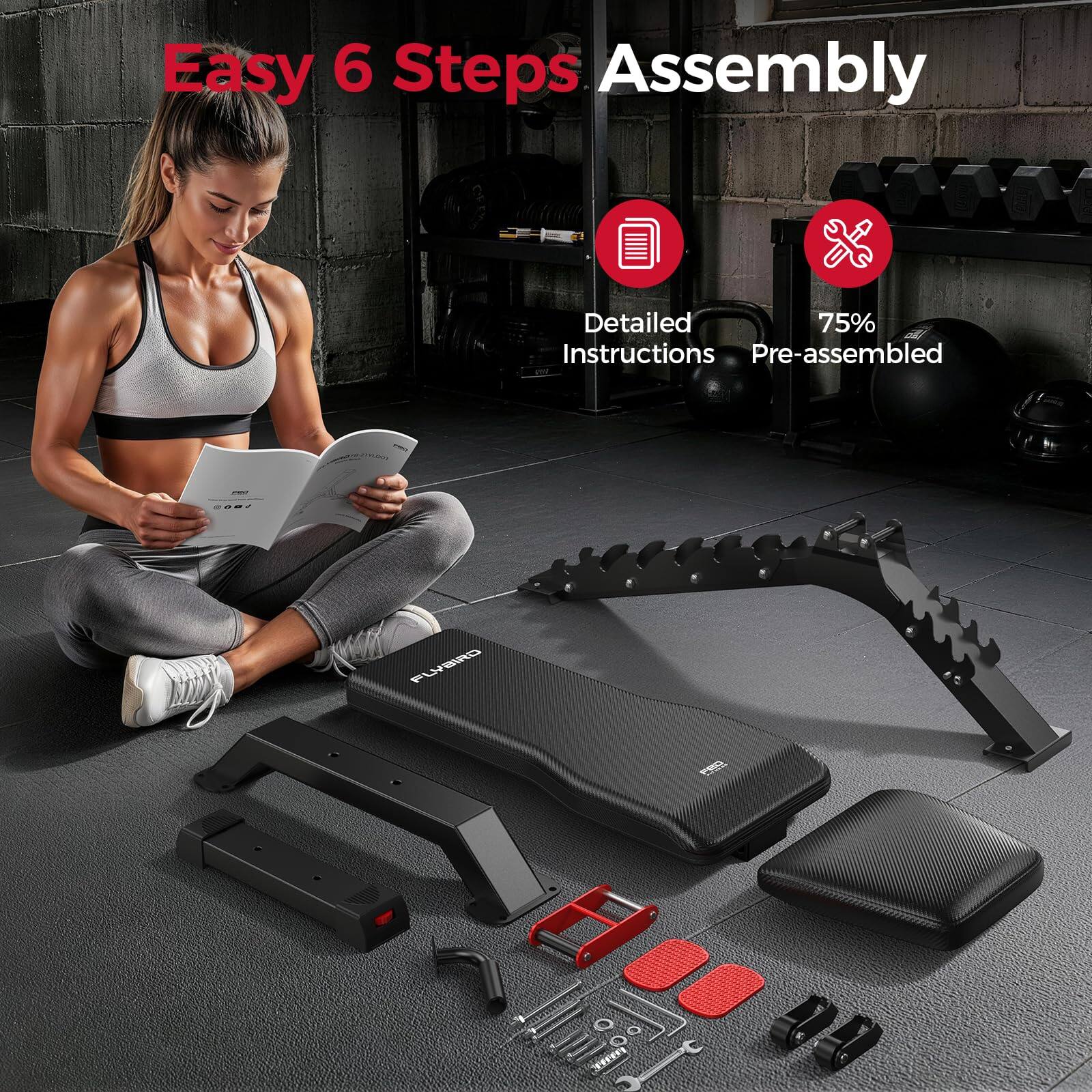 Easy 6 Steps Assembly

Detailed Instructions

75% Pre-assembled