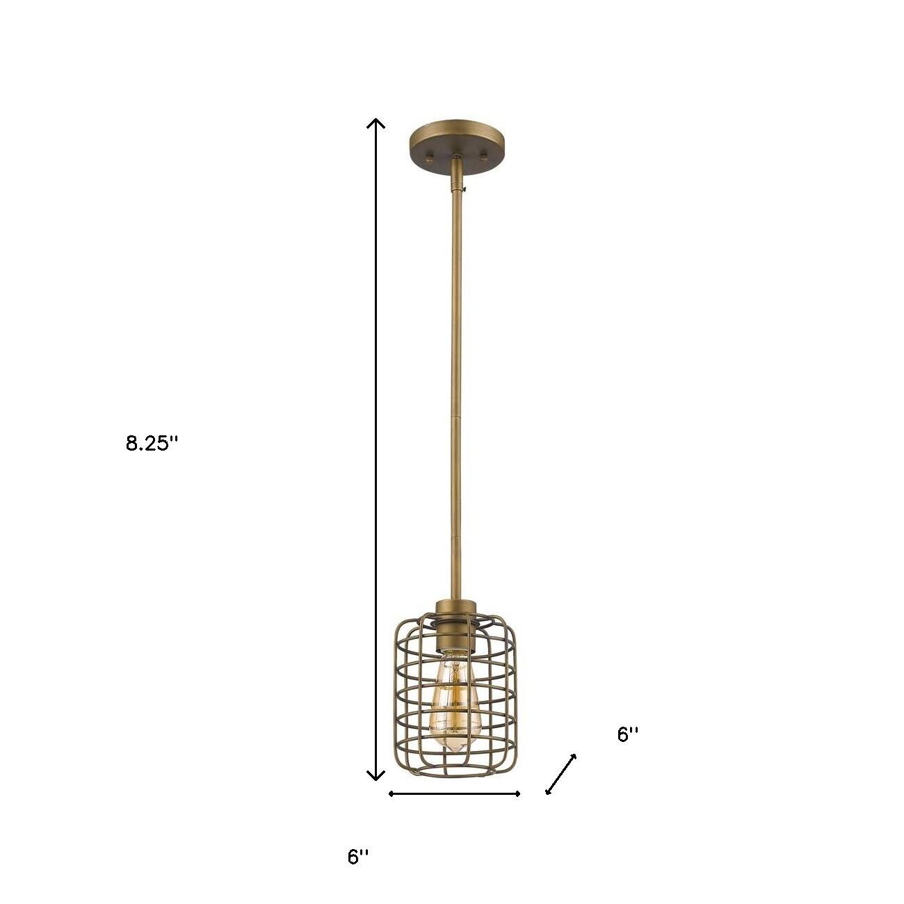 Alt View 1. Hivvago - Hivvago Brushed Gold Metal Cage Hanging Light - Gold.