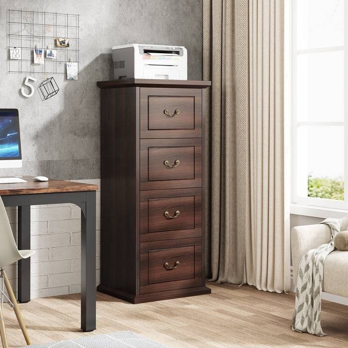 Angle. SlickBlue - Wood Finish 4-Drawer Vertical File Cabinet for Office Organization - Walnut.