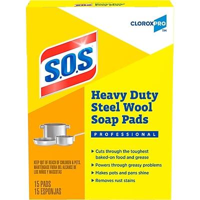 S.O.S - CloroxPro Heavy Duty Steel Wool Soap Pads, Multicolored, 15 Pads/Pack (88320) - Multicolor