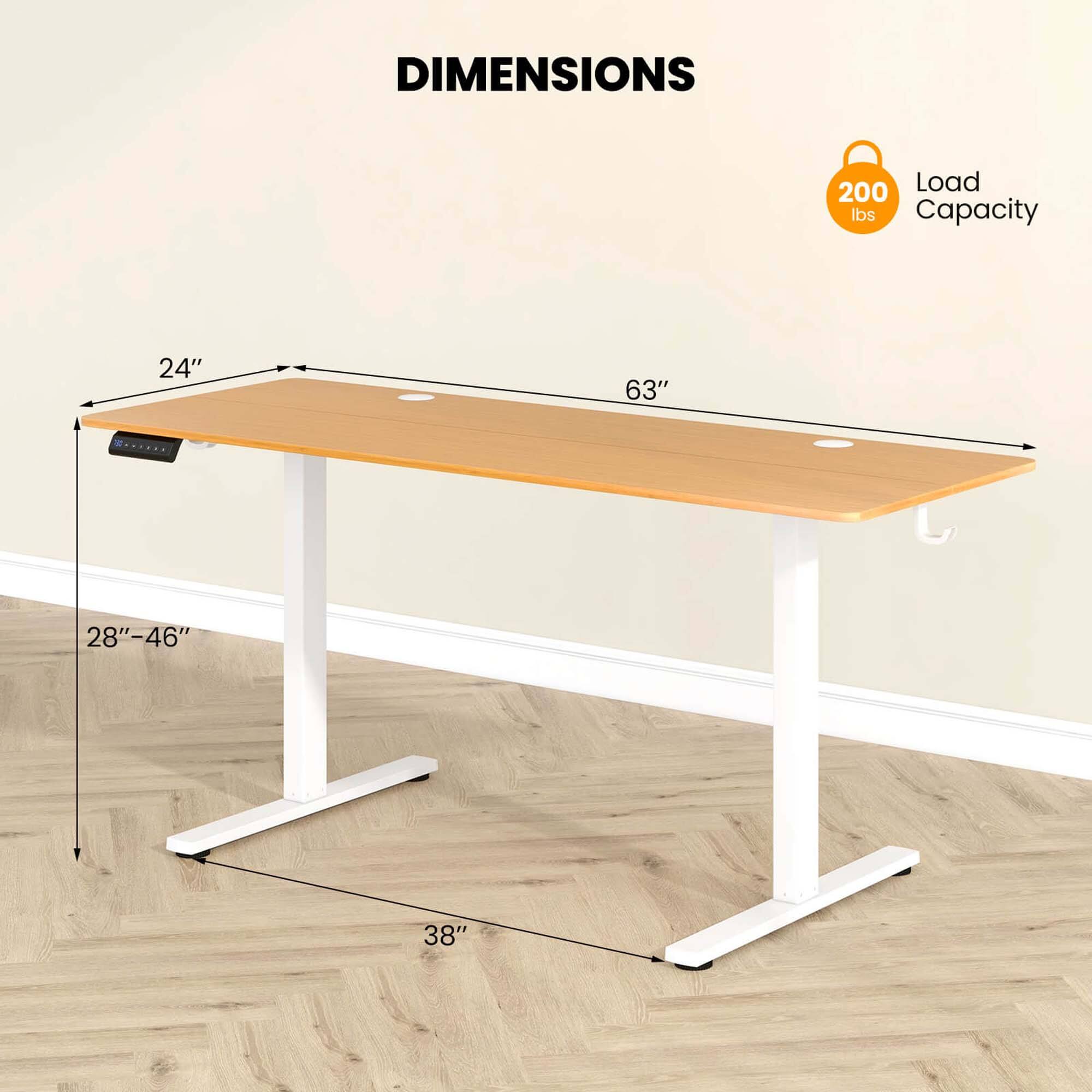 DIMENSIONS  
Load Capacity: 200 lbs  
24"  
63"  
28"-46"  
38"