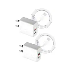 Front. Qixxronics - 2Pack Fast 35W USB C Wall Charger, 3FT USB C to USB C Cable for Type-C Phones, iPad, Tablets, Type-C Devices and More - White.