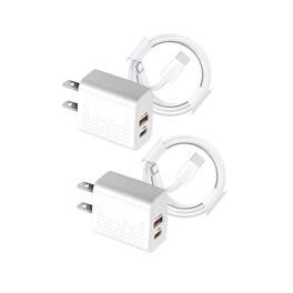 Qixxronics - 2Pack Fast 35W USB C Wall Charger, 3FT USB C to USB C Cable for Type-C Phones, iPad, Tablets, Type-C Devices and More - White