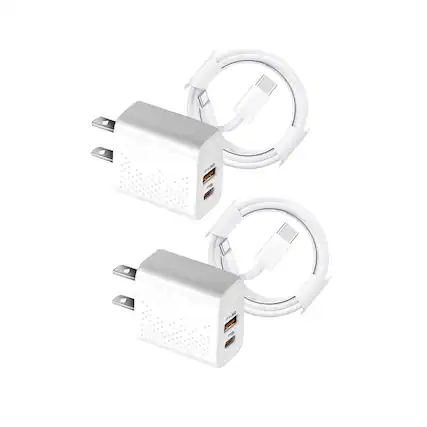 Front. Qixxronics - 2Pack Fast 35W USB C Wall Charger, 3FT USB C to USB C Cable for Type-C Phones, iPad, Tablets, Type-C Devices and More - White.