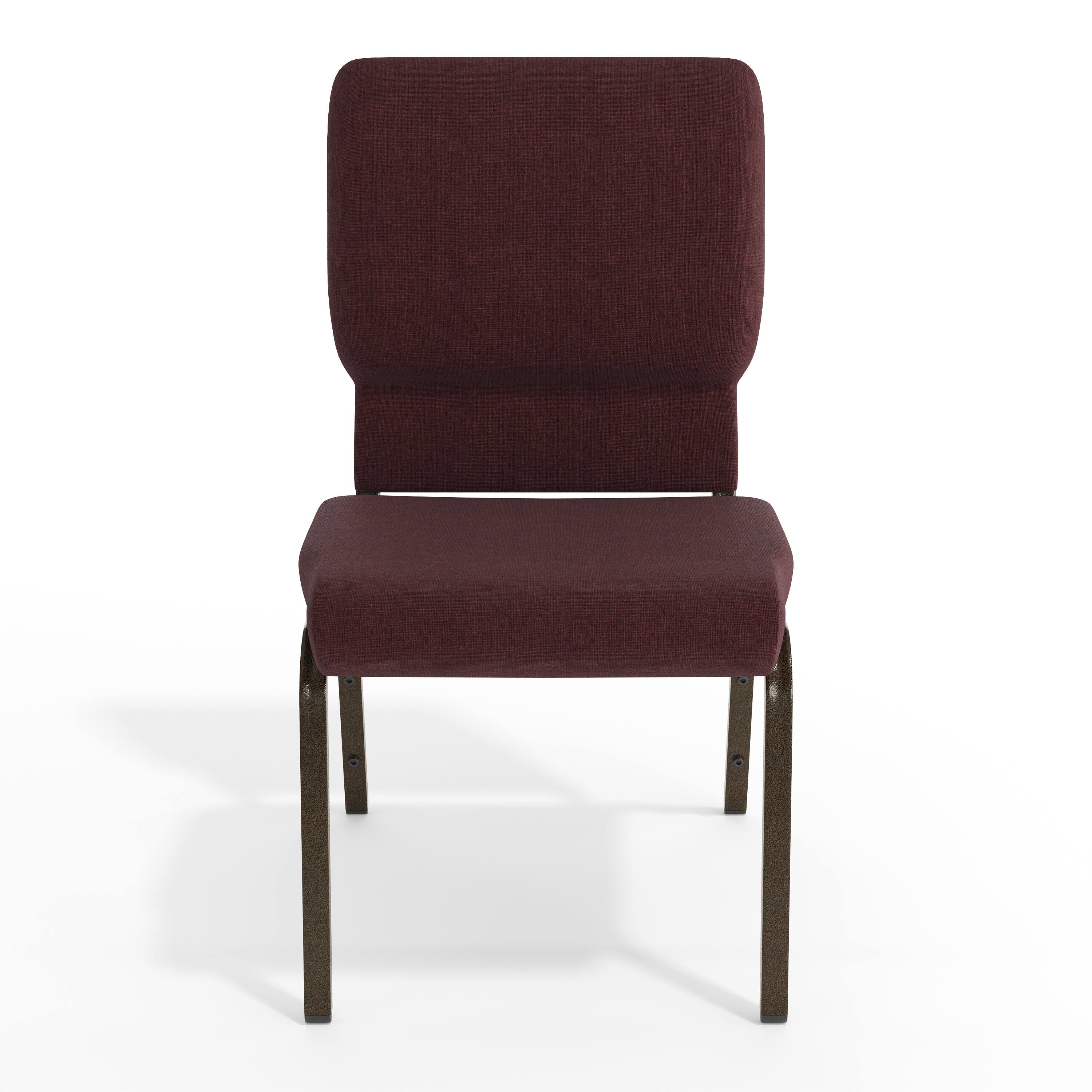 Alt View 9. Emma + Oliver - 18.5"W Stackable Church/Reception Guest Chair - Plum Fabric/Gold Vein Frame.