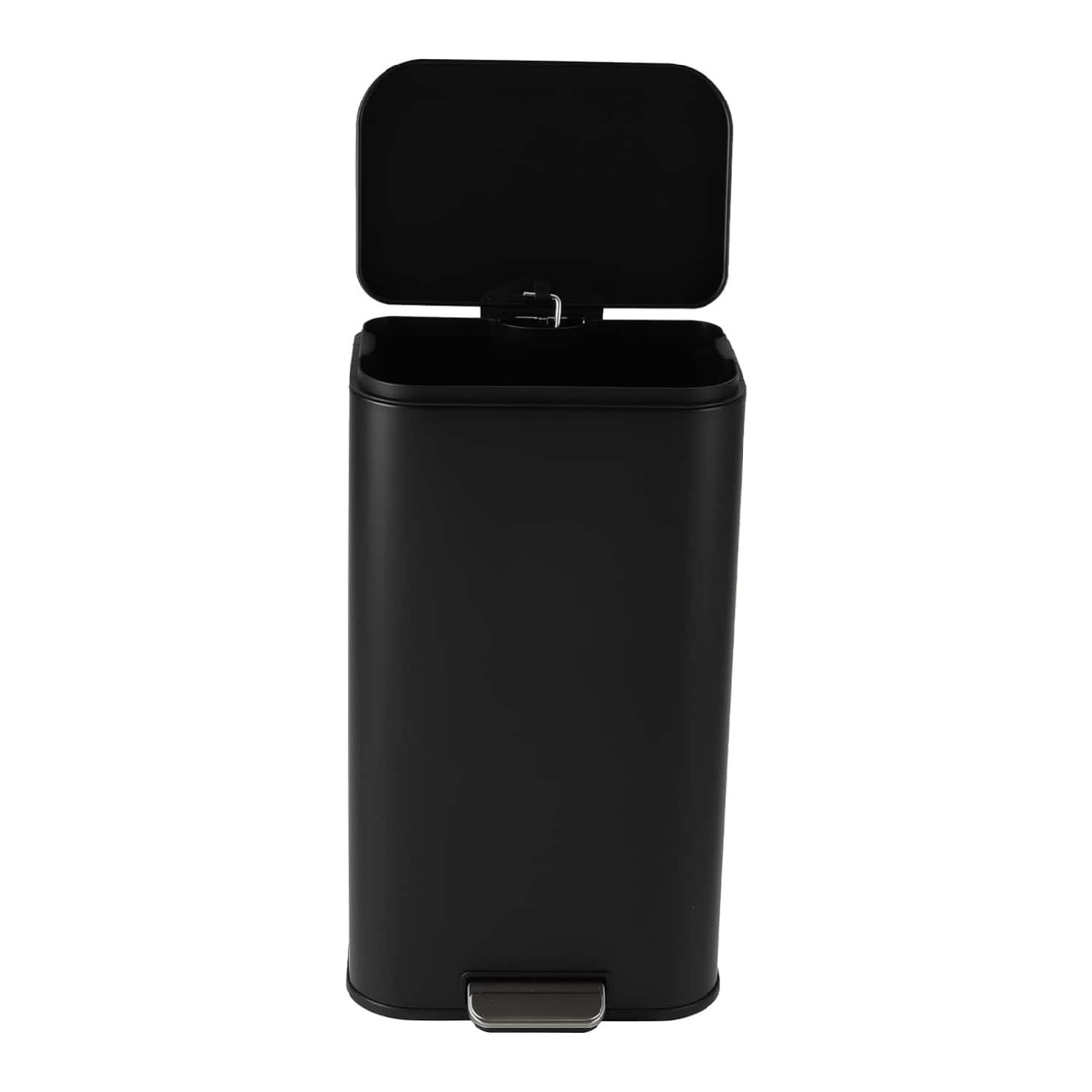GARVEE - 5.3 Gallon Stainless Stee Trash Can,20l Step-on Metal Trash Bin with Soft-Close Lid - Black